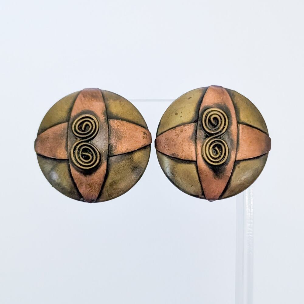 Vintage Clip On Earrings Statement Unusual Artsy Large 1.25"